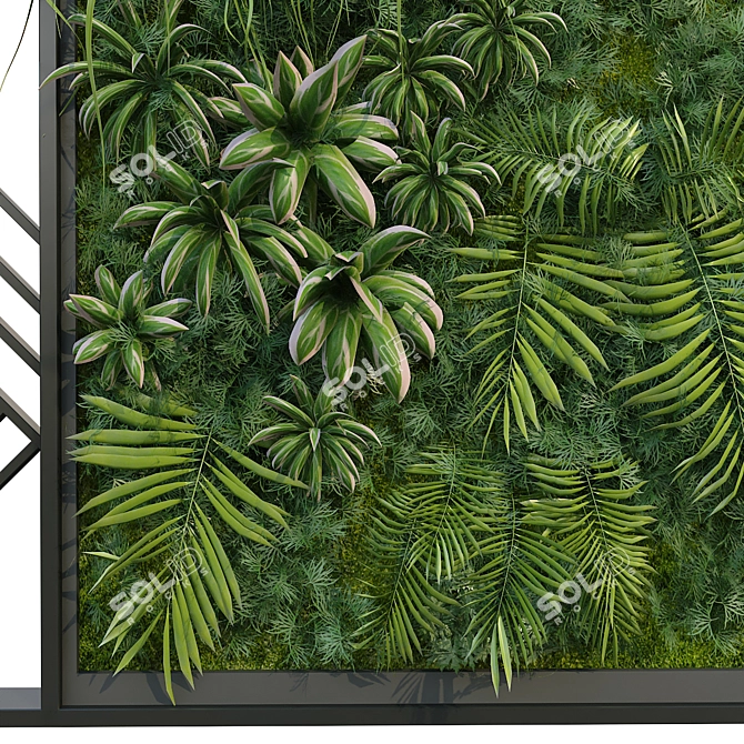 Lush Greens Vertical Plant Set 3D model image 4