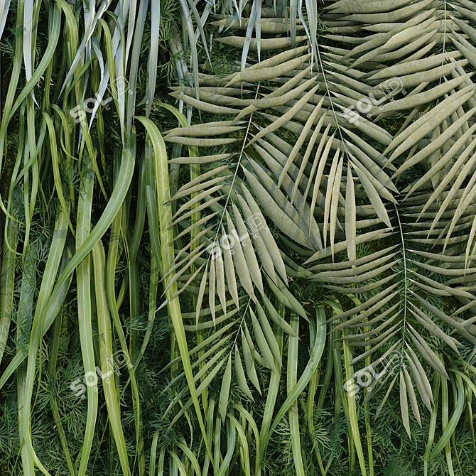 Lush Greens Vertical Plant Set 3D model image 6