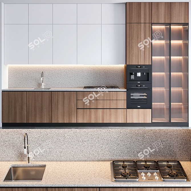 Modern Kitchen Cabinet Set 3D model image 2