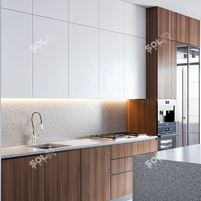 Modern Kitchen Cabinet Set 3D model image 3