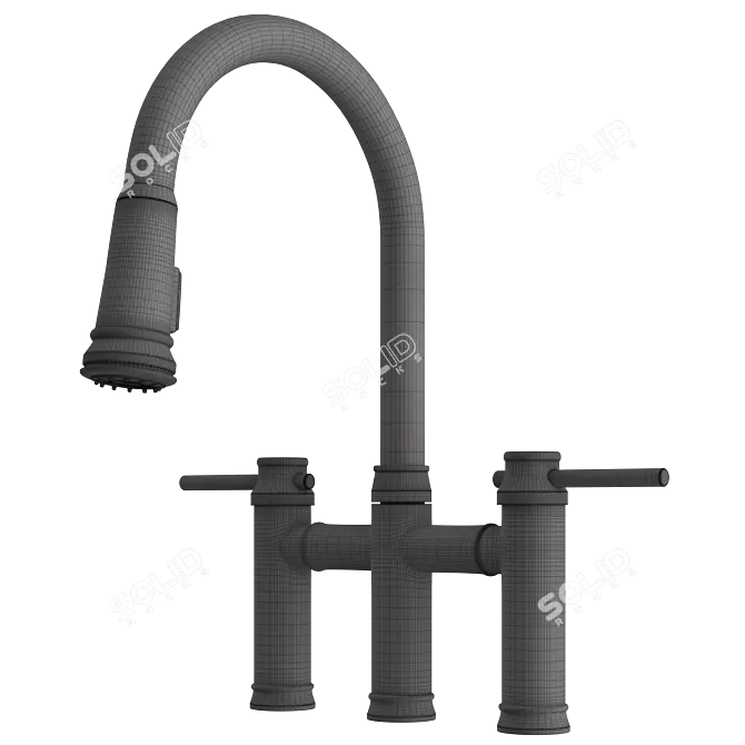 Empressa Bridge: Dual-Handle Brass Faucet 3D model image 3