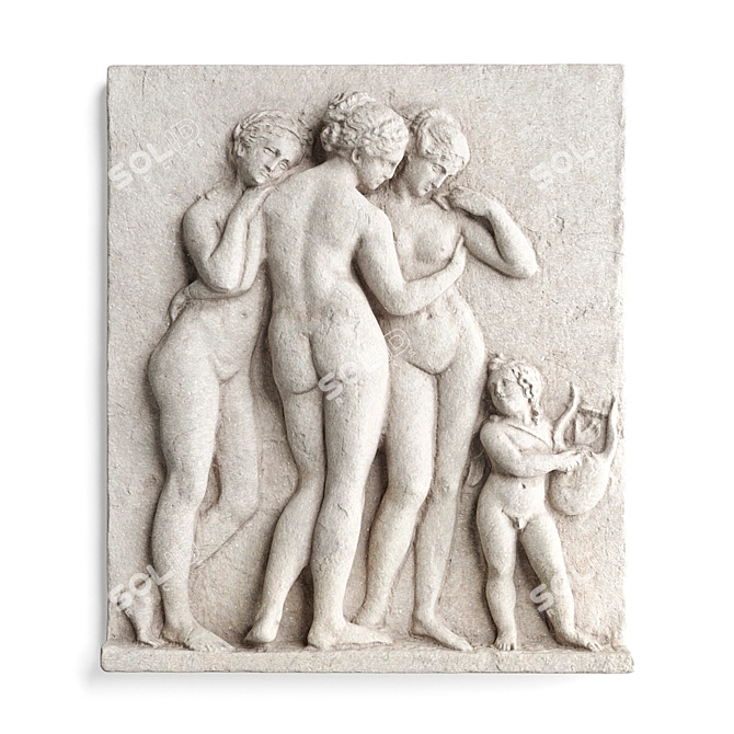 Elegant Graces Wall Panel 3D model image 1