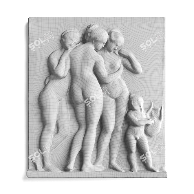 Elegant Graces Wall Panel 3D model image 7