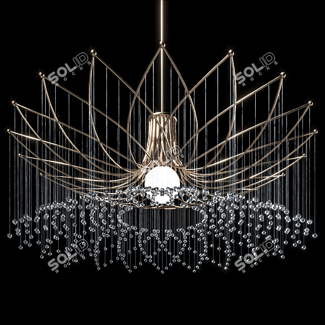 Elegant Crystal Round Metal Chandelier 3D model image 1