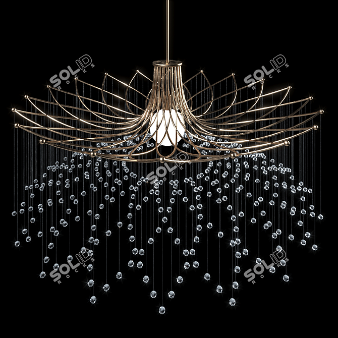 Elegant Crystal Round Metal Chandelier 3D model image 2