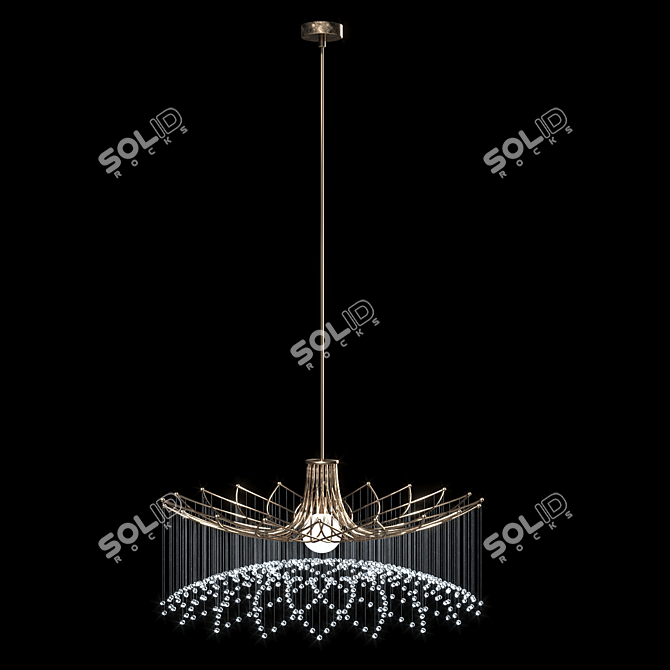 Elegant Crystal Round Metal Chandelier 3D model image 3