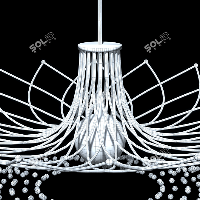 Elegant Crystal Round Metal Chandelier 3D model image 4