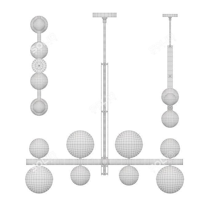 Double Sphere Designer Chandelier - Lampatron MADSI 3D model image 4