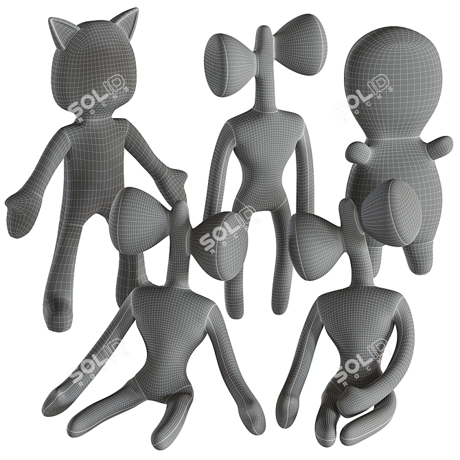 Monstrous Stuffed Trio: Siren Head, SCP 173, Cartoon Cat 3D model image 2