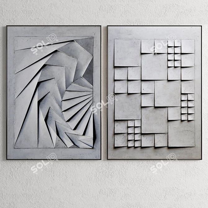 Plaster Frame Duo: Interior Masterpiece 3D model image 2