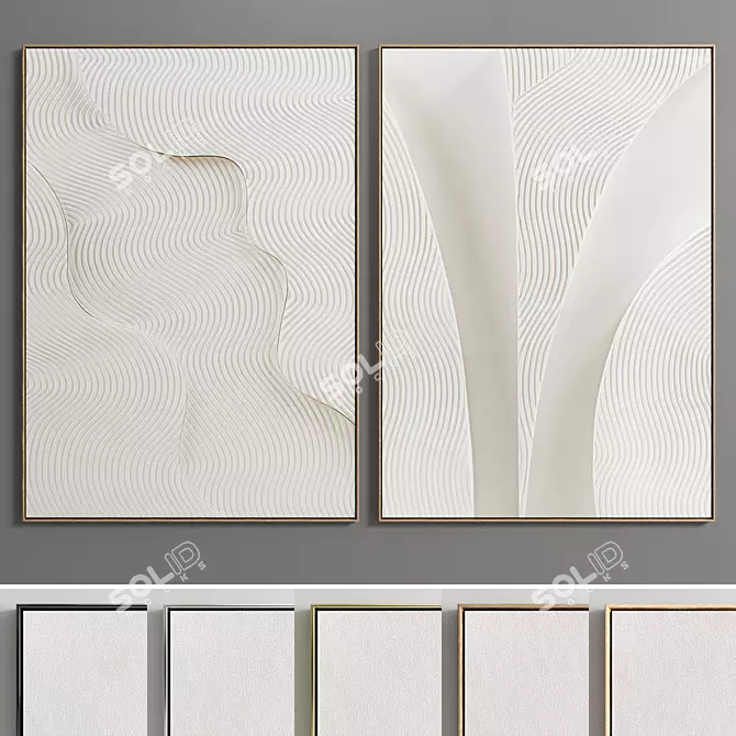 Plaster Duo Frame: Elegant Interior Decor 3D model image 1