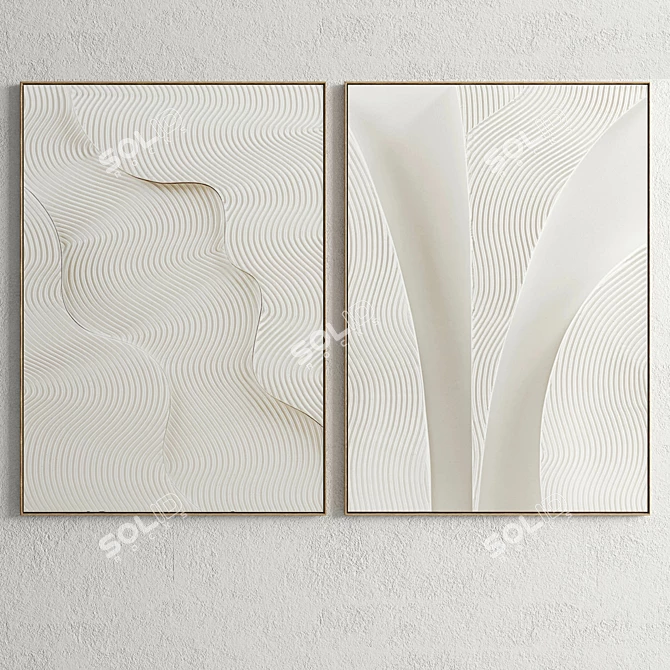 Plaster Duo Frame: Elegant Interior Decor 3D model image 2
