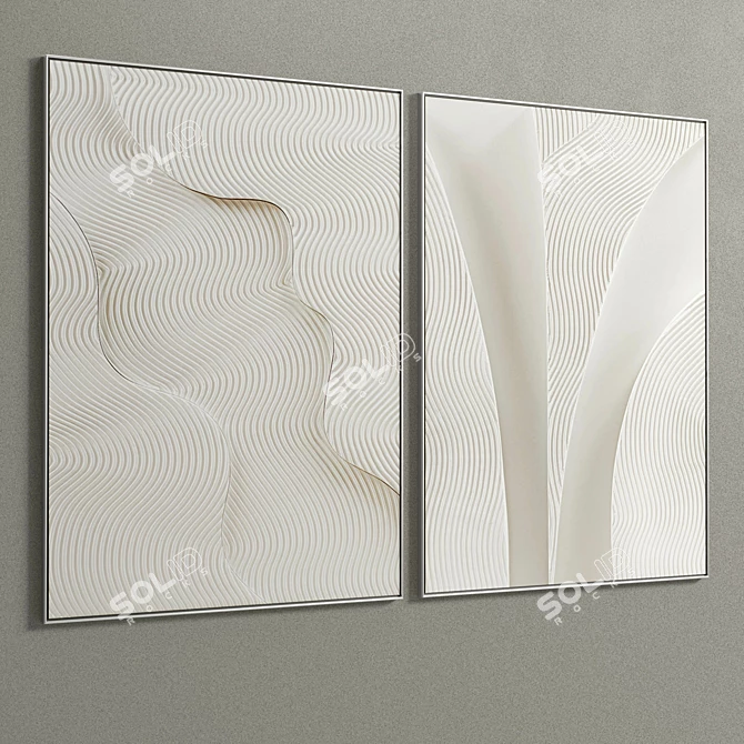 Plaster Duo Frame: Elegant Interior Decor 3D model image 3