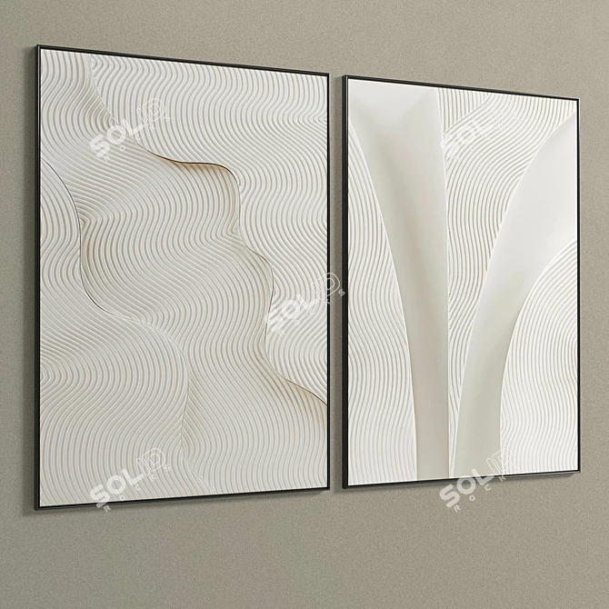 Plaster Duo Frame: Elegant Interior Decor 3D model image 4