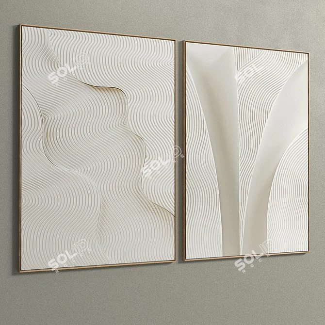 Plaster Duo Frame: Elegant Interior Decor 3D model image 5