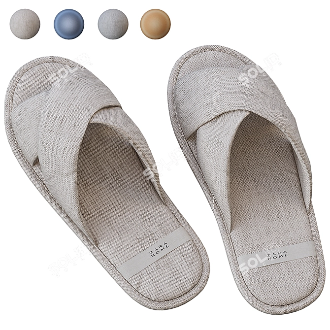 Cozy Linen Crossover Slippers by Zara Home 3D model image 1