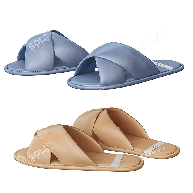 Cozy Linen Crossover Slippers by Zara Home 3D model image 3