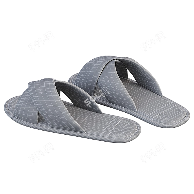 Cozy Linen Crossover Slippers by Zara Home 3D model image 5