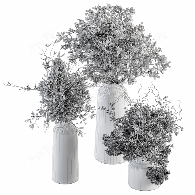 Festive Pine & Berry Bouquet 3D model image 5