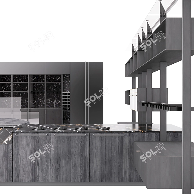 Retro Chic Kitchen Cabinets 3D model image 2