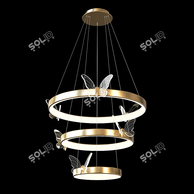 Glowing Butterfly LED Chandeliers 3D model image 1