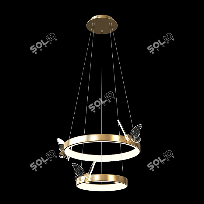 Glowing Butterfly LED Chandeliers 3D model image 2