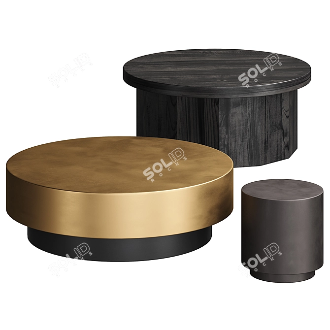 Sleek Round Drum Side Table 3D model image 1