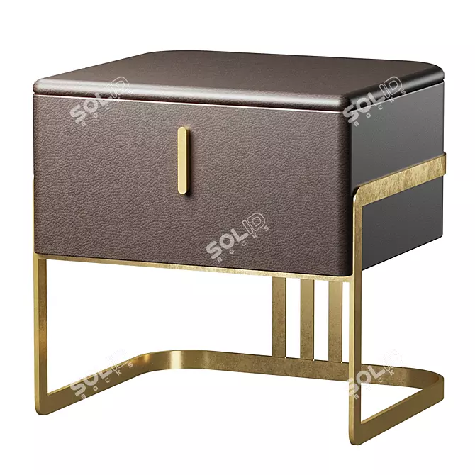 Elegenza Gold Brown Bedside Table 3D model image 1