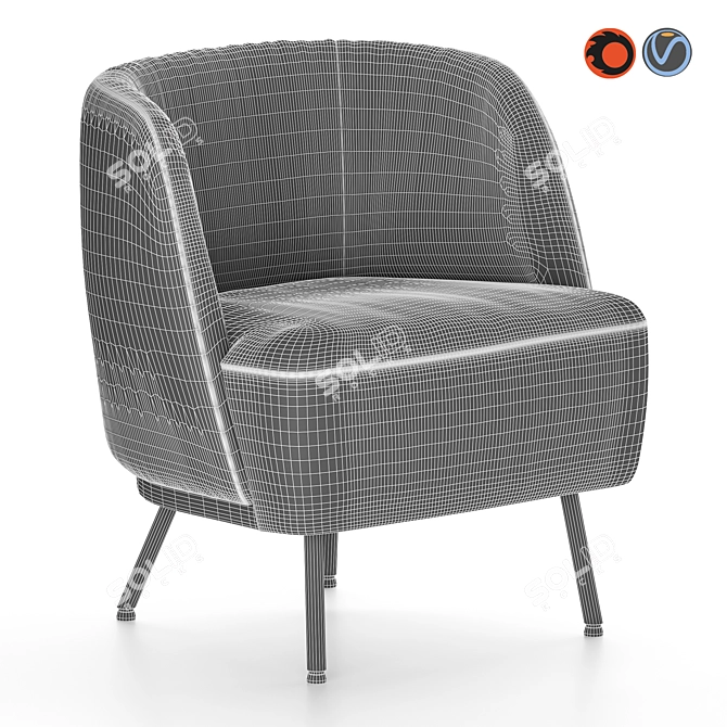 Luxury Tray Lounge Chair: Elegant Comfort by Jess 3D model image 2