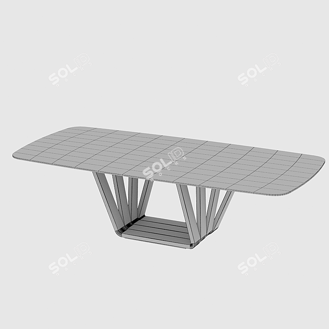 Modern Rectangular Dining Table with Marble Top 3D model image 2