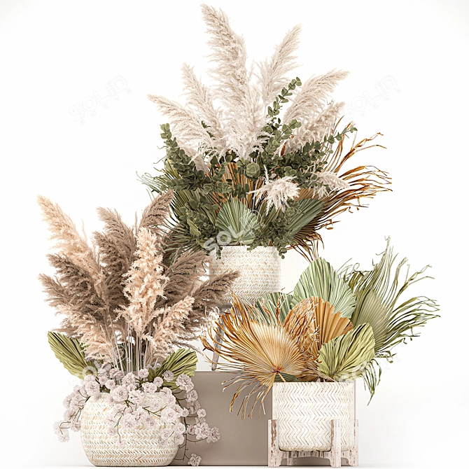 Natural Bouquet 231: Handcrafted Decorative Arrangement 3D model image 6