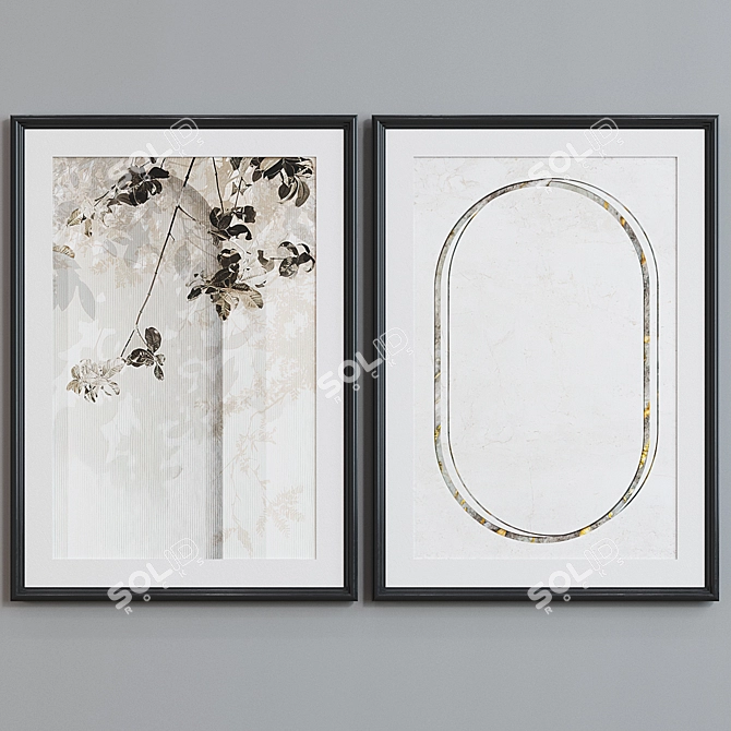 Modern Set of 2 Picture Frames with Abstract Branch Design 3D model image 5
