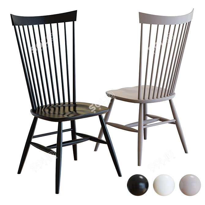 Crate & Barrel Marlow II Dining Chair - Elegant Wood Design 3D model image 1