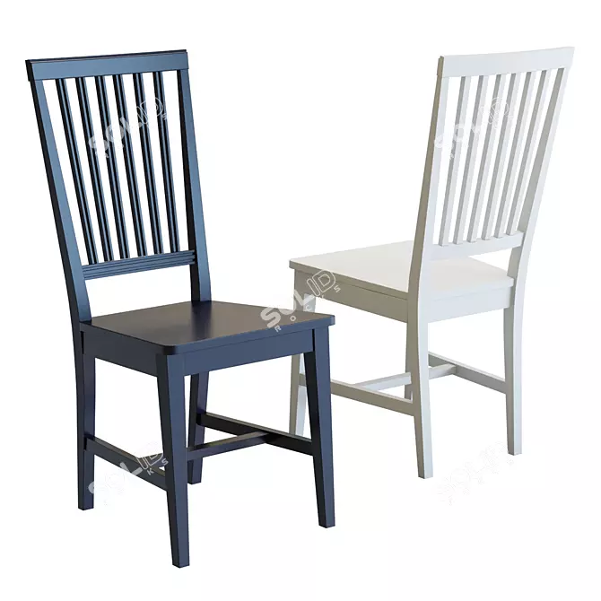 Stylish Village Wood Dining Chair 3D model image 2