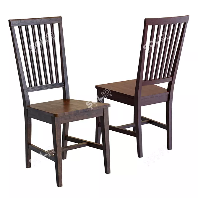 Stylish Village Wood Dining Chair 3D model image 3