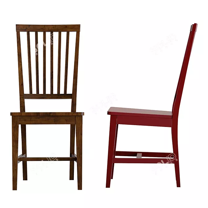 Stylish Village Wood Dining Chair 3D model image 5