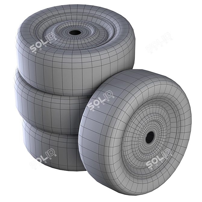 Vintage Low Poly Wheels 3D model image 3