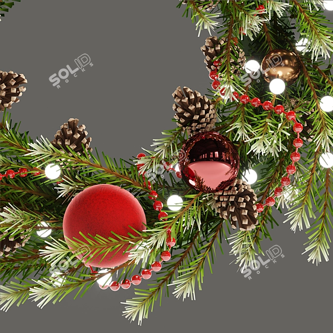 Festive Holiday Wreath with Toys & Pine Cones 3D model image 4