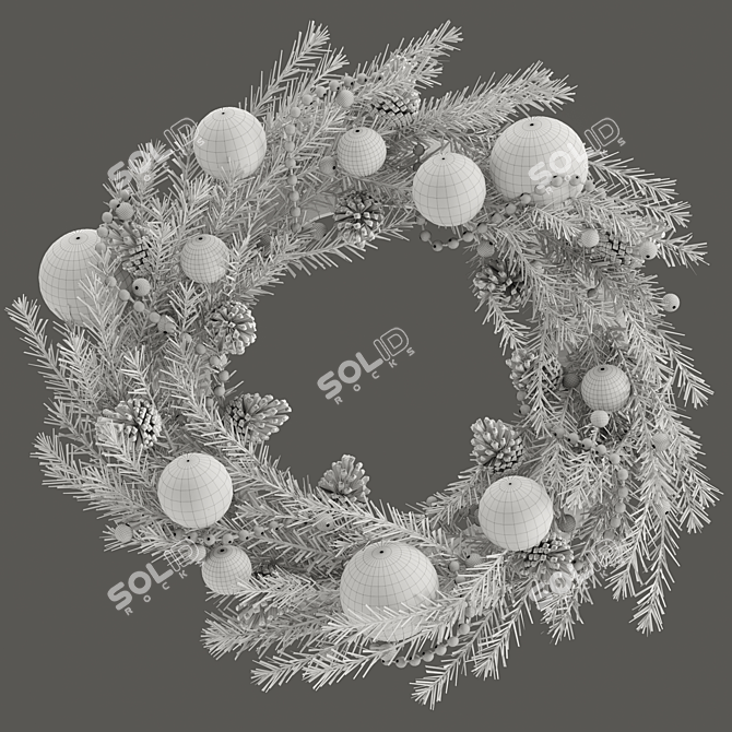 Festive Holiday Wreath with Toys & Pine Cones 3D model image 5