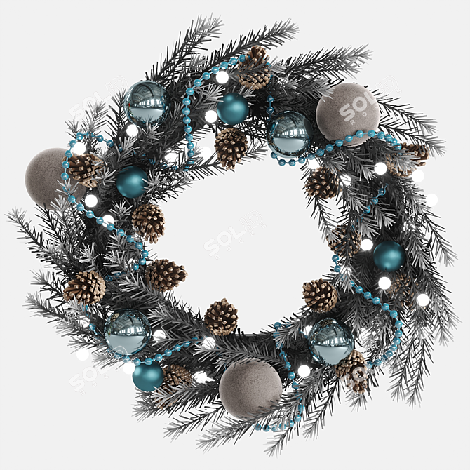 Festive Holiday Wreath with Toys & Pine Cones 3D model image 7