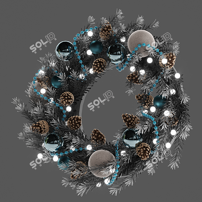Festive Holiday Wreath with Toys & Pine Cones 3D model image 9