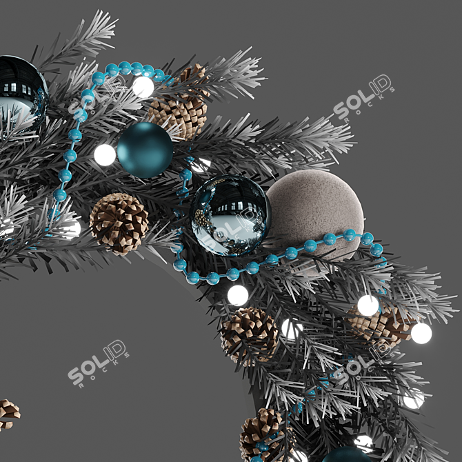 Festive Holiday Wreath with Toys & Pine Cones 3D model image 10