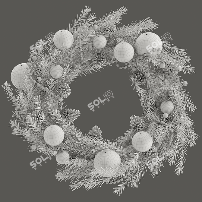 Festive Holiday Wreath with Toys & Pine Cones 3D model image 12