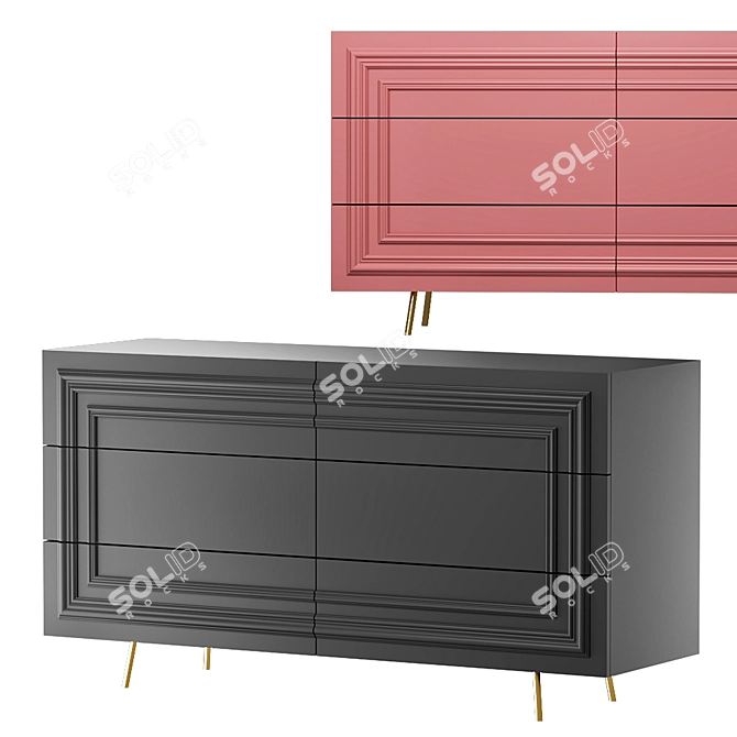 Elegant Tissedo Chest of Drawers 3D model image 1