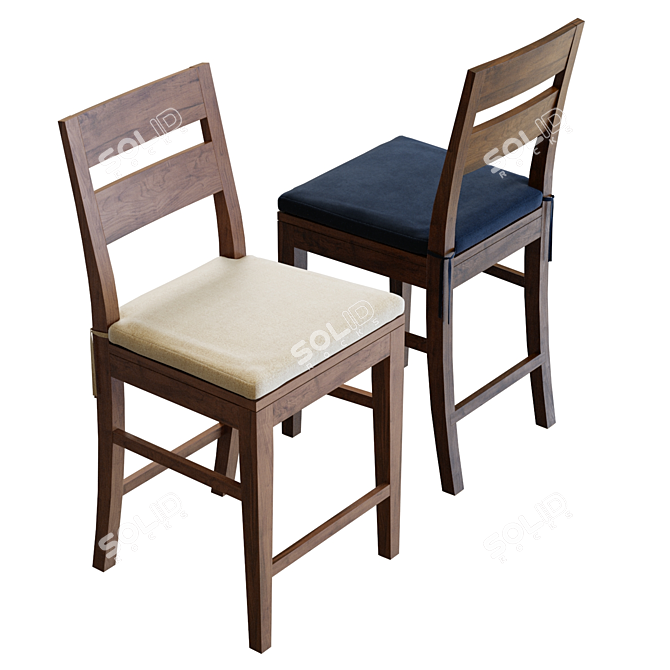 Crate & Barrel Basque Bar Stool: Solid Wood, Timeless Design 3D model image 2