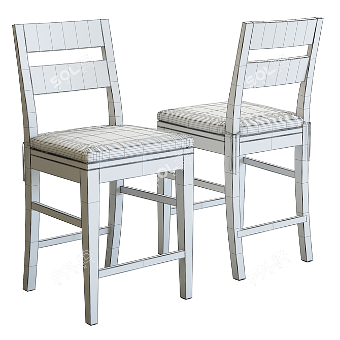 Crate & Barrel Basque Bar Stool: Solid Wood, Timeless Design 3D model image 5