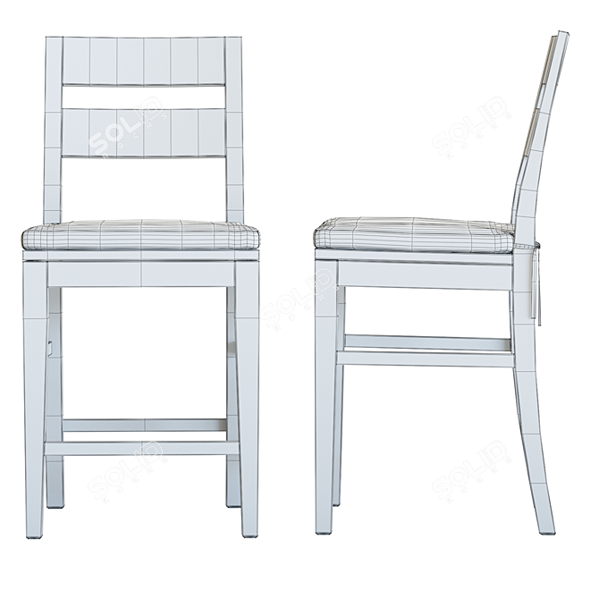 Crate & Barrel Basque Bar Stool: Solid Wood, Timeless Design 3D model image 7