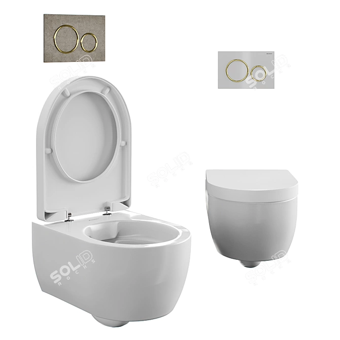 Geberit iCon Wall-Mounted Toilet: Sleek Design & Efficient Flushing 3D model image 5