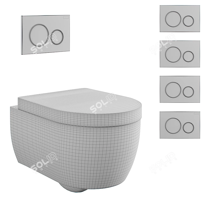 Geberit iCon Wall-Mounted Toilet: Sleek Design & Efficient Flushing 3D model image 6