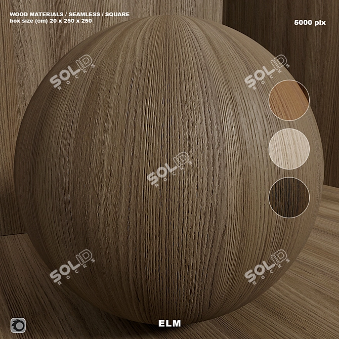 Seamless Elm Wood Set 3D model image 1